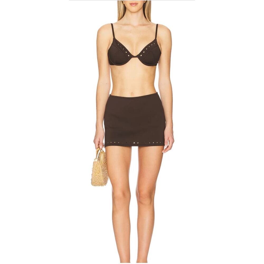 GIGI C Bikini *In Pink* Top Bottom Abby Skirt Swimwear Set NWT Small